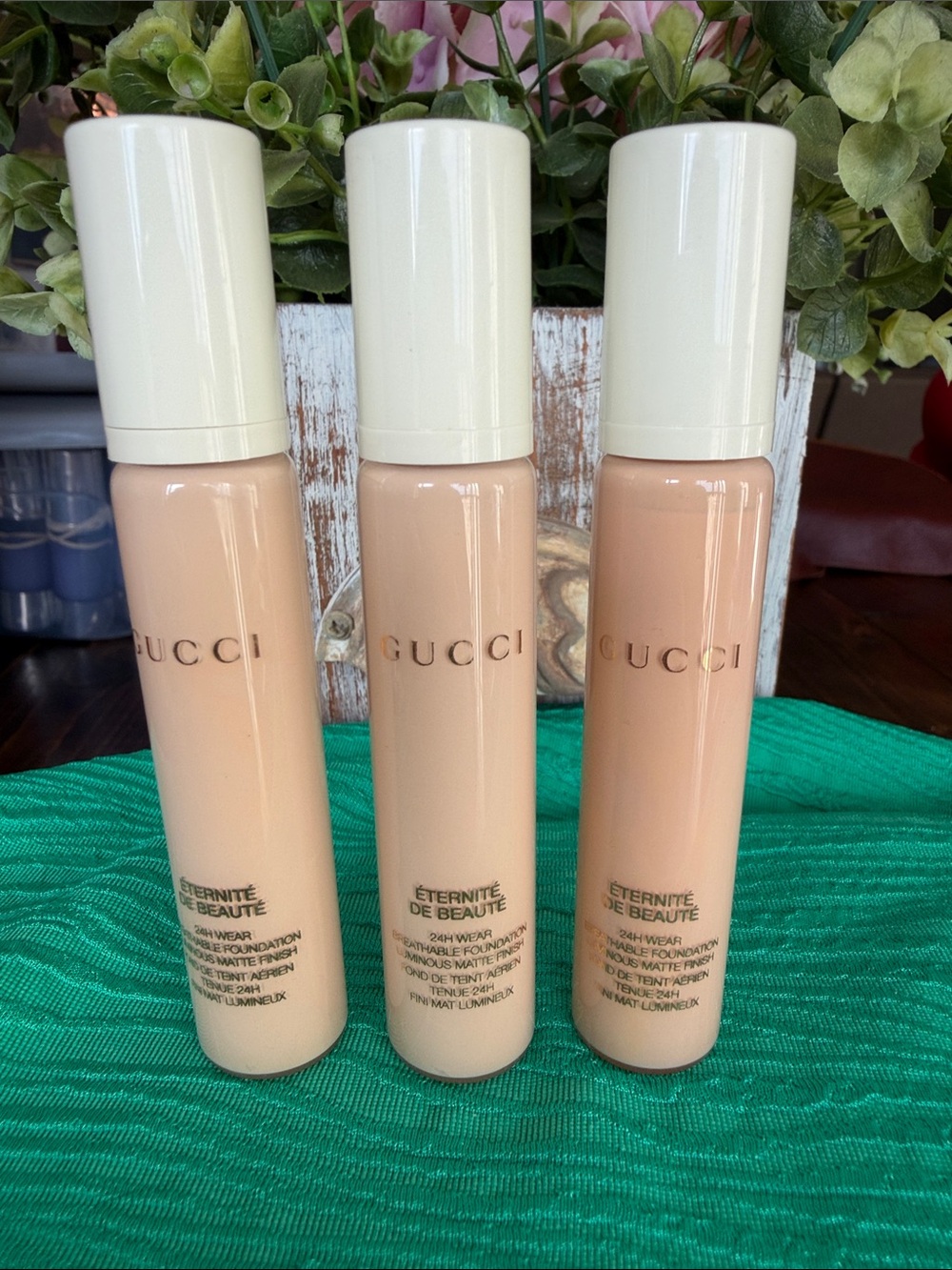 Gucci Éternité de Beauté Liquid Foundation Trio Creamy Beige Tone deluxe testers